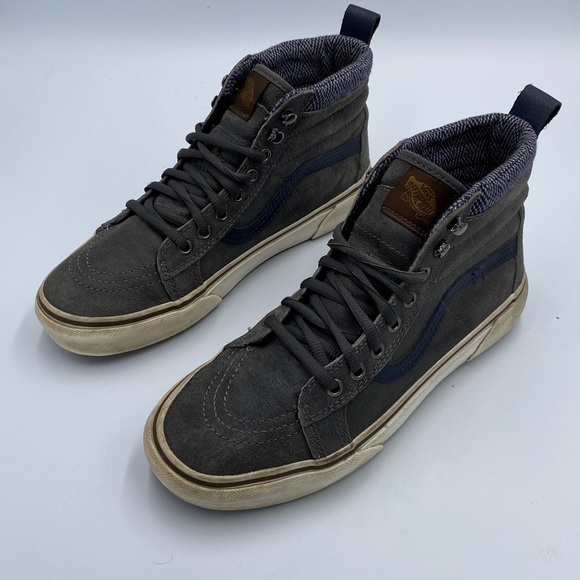 l Men's Grey and Blue Old Skool High Top Vans